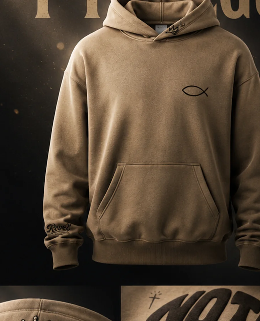 Hoodie SHADDAI · Sigue con Dios, color tierra