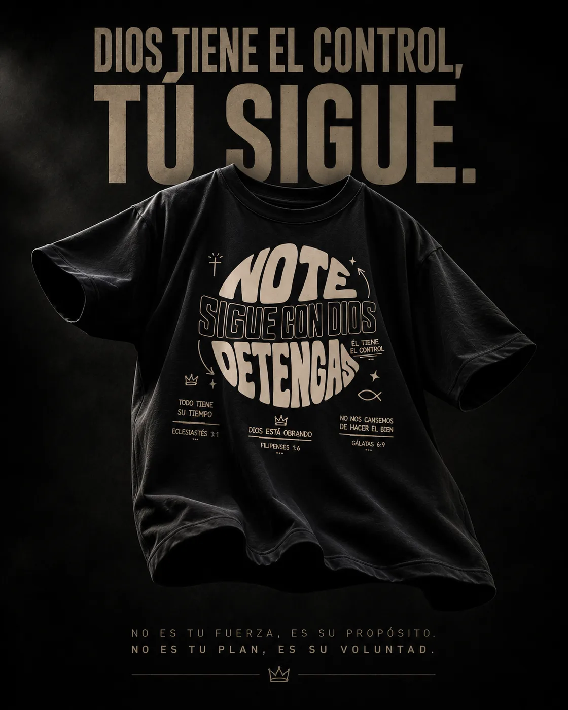 Tee SHADDAI · Él tiene el control, color negro