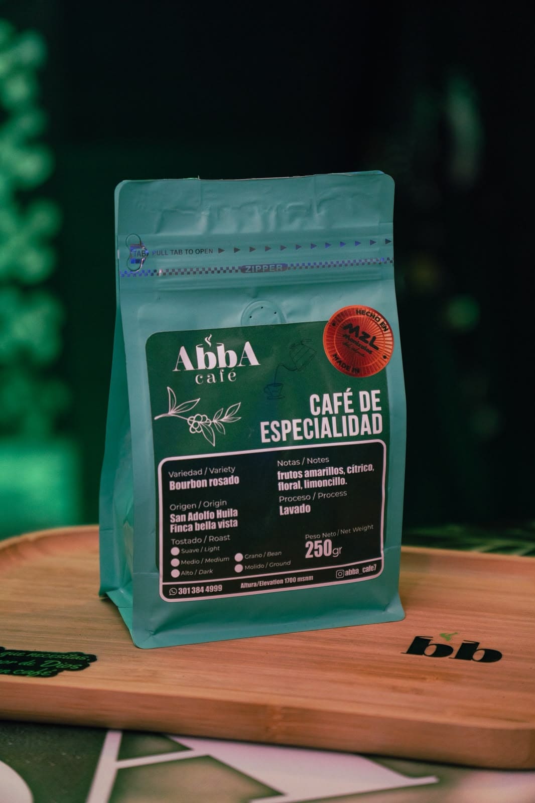 Bolsa AbbA Café de Especialidad — Bourbon Rosado, proceso lavado, de San Adolfo, Huila
